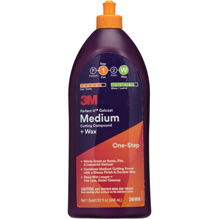 3M Perfect-It Gelcoat Medium Cutting Compound + Wax, Quart | For Boats | by West Marine