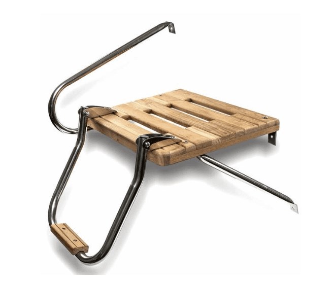 Teak Swim Platform with Ladder & Harware, Black - Outboard