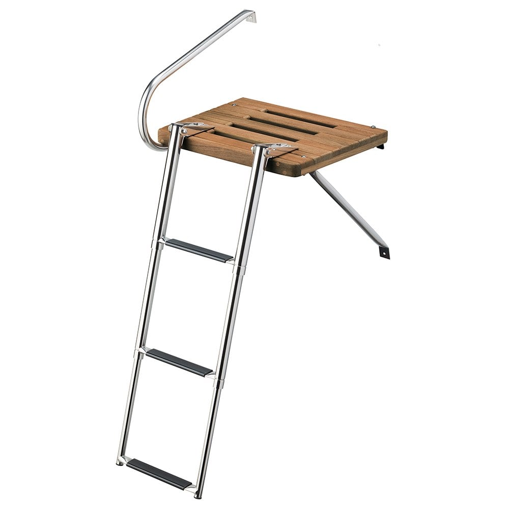 3007.1025 68902 Teak Swim Platform with 3-Step Ladder