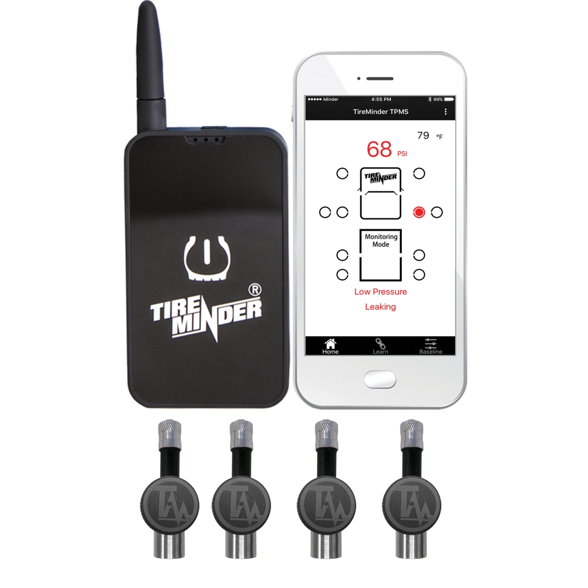 TireMinder Smart TPMS Tire Monitoring System with 4 Flow-Through Transmitters in Blue | Camping World