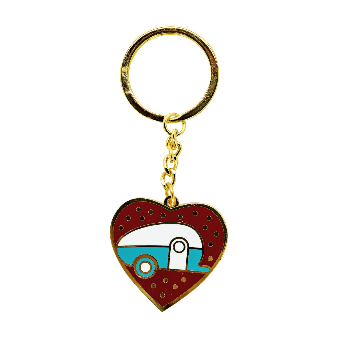 Picture of Camco 9126.3287 Life is Better at the Campsite Heart Keychain with Teardrop Trailer&#44; Red