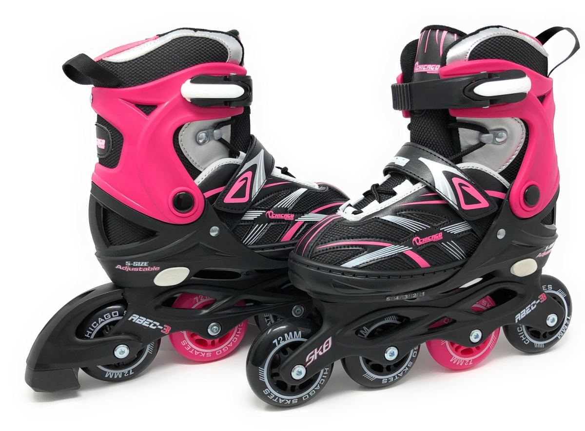 Picture of Chicago Skates CRSMA7G-MD Black & Pink Medium Girls Adjustable Inline Skates - Size J13-4