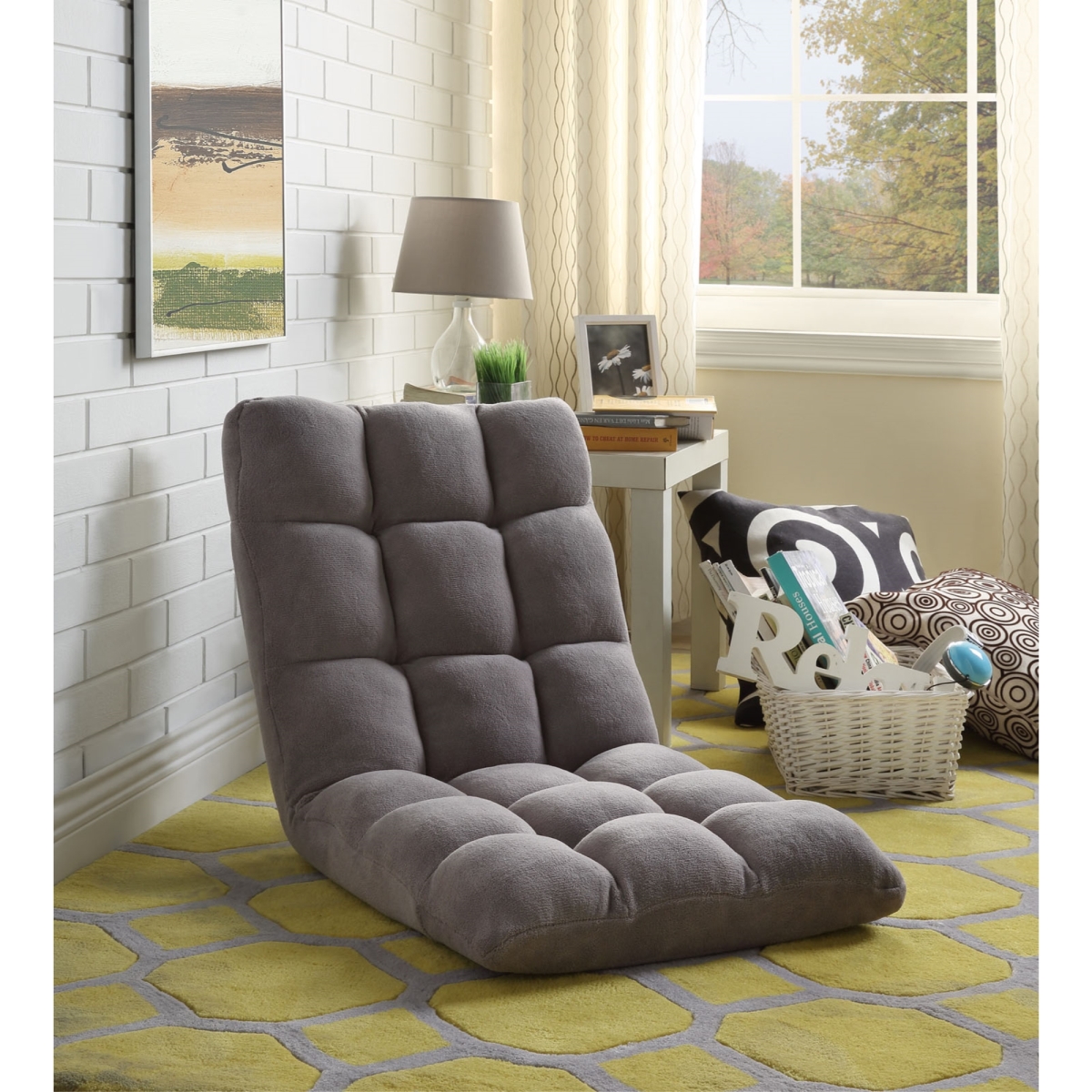 Picture of  Microplush Modern Armless Quilted Recliner Chair with foam filling and steel tube frame - Grey