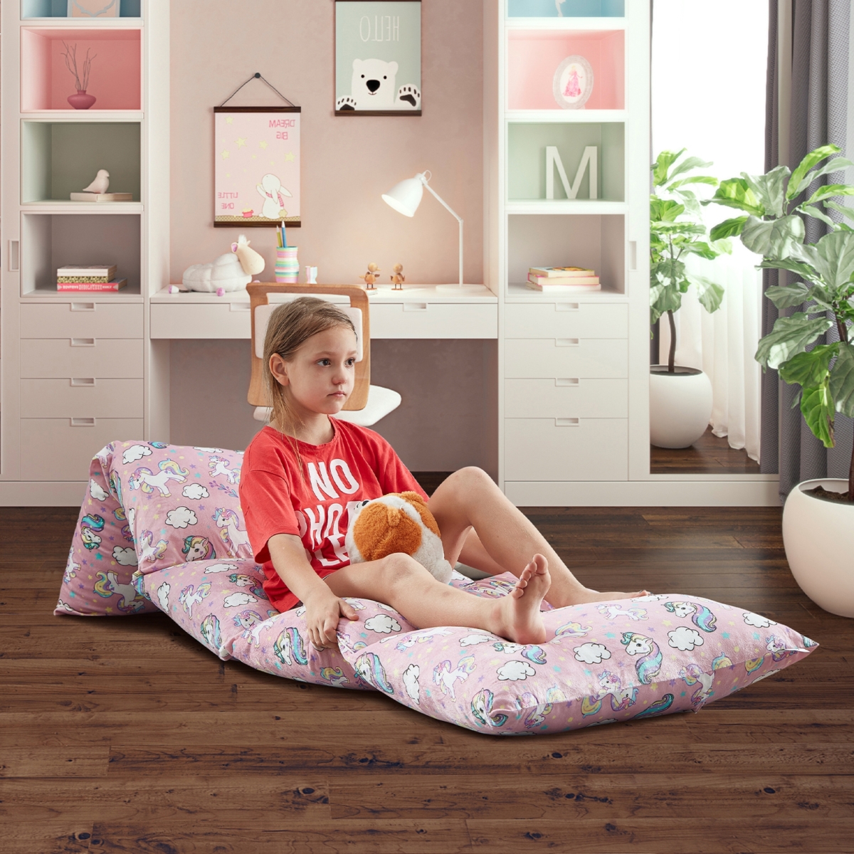 Picture of Inspired Home LC186-20LK-UE 88 x 26 in. Microfiber Posh Living Bean Bag Covers, Unicorn Light Pink