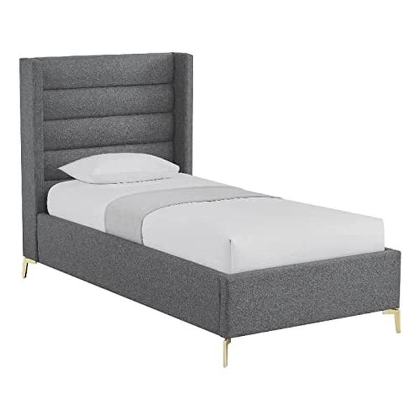 Posh Living Kaeson Upholstered Bed, Grey Linen - Full Size