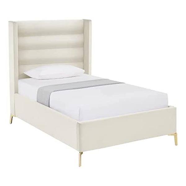 Posh Living Kaeson Upholstered Bed, Cream White - Full Size