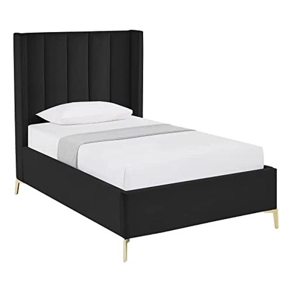 Posh Living Kam Upholstered Bed, Black - Full Size