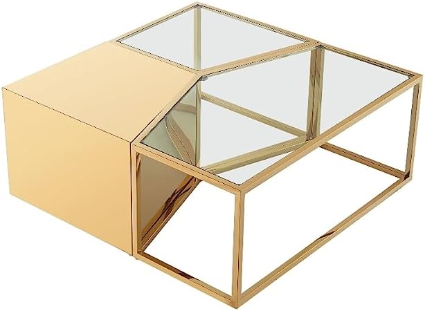15.7 x 37.4 x 37.4 in. Posh Living Kristy Coffee Table, Gold - 3 Piece