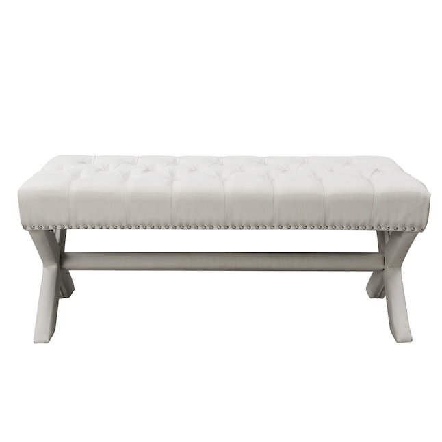 Picture of Posh Living BH06-03CW-UE 45.27 x 19.68 x 19.29 in. Cream White Linen Button Tufted Kennedy Bench