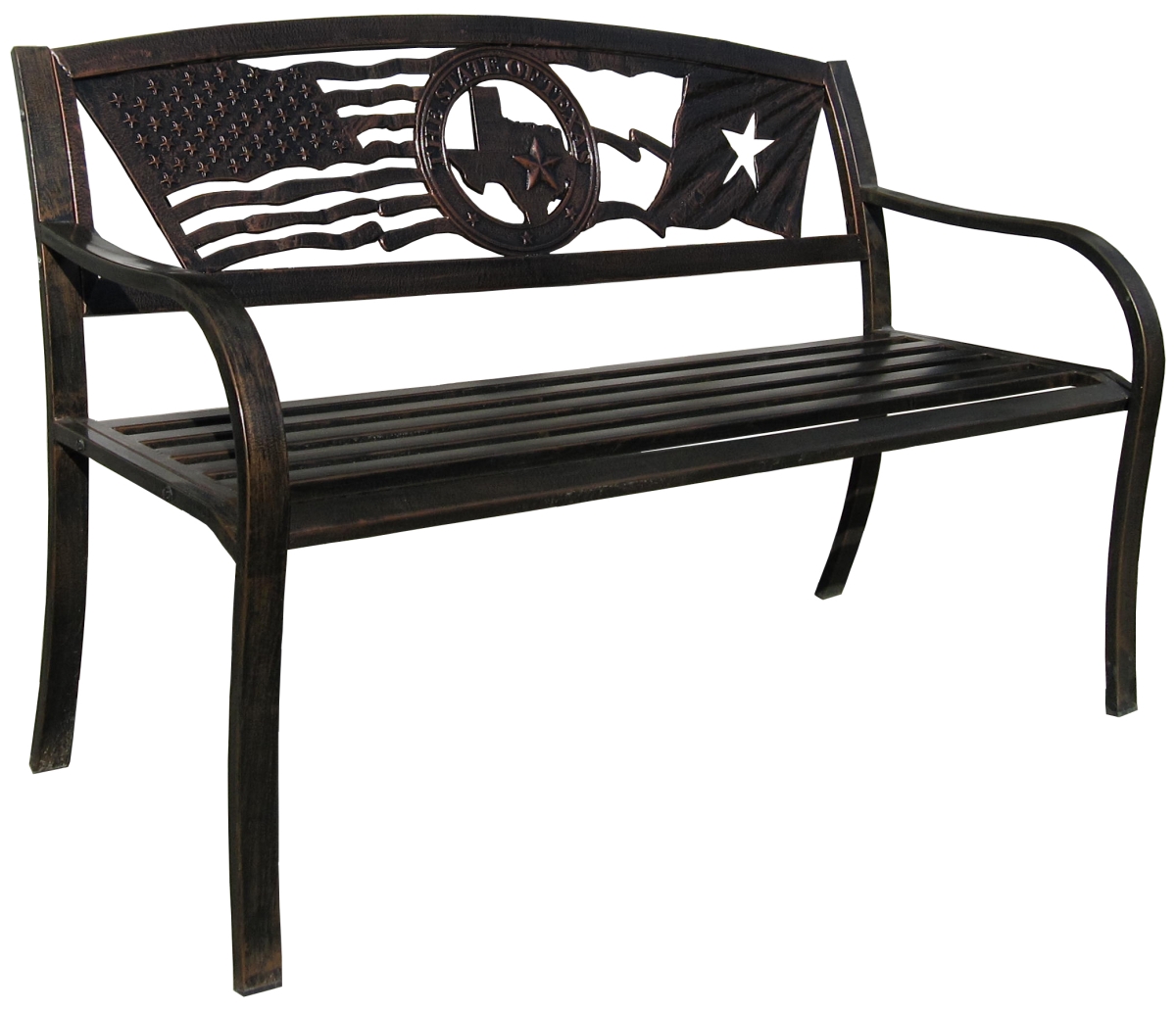 Flags Over Texas Garden Bench