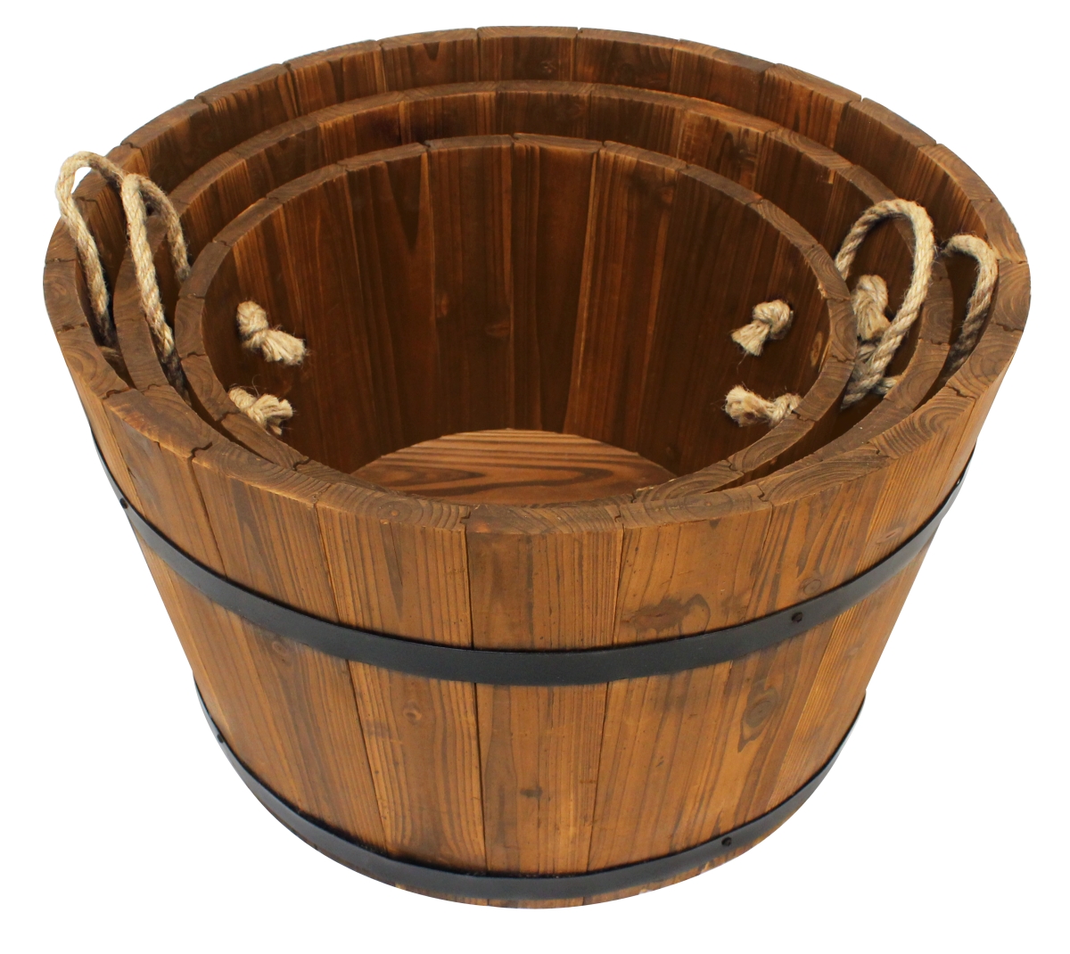 Half Barrel Bucket Planter Set