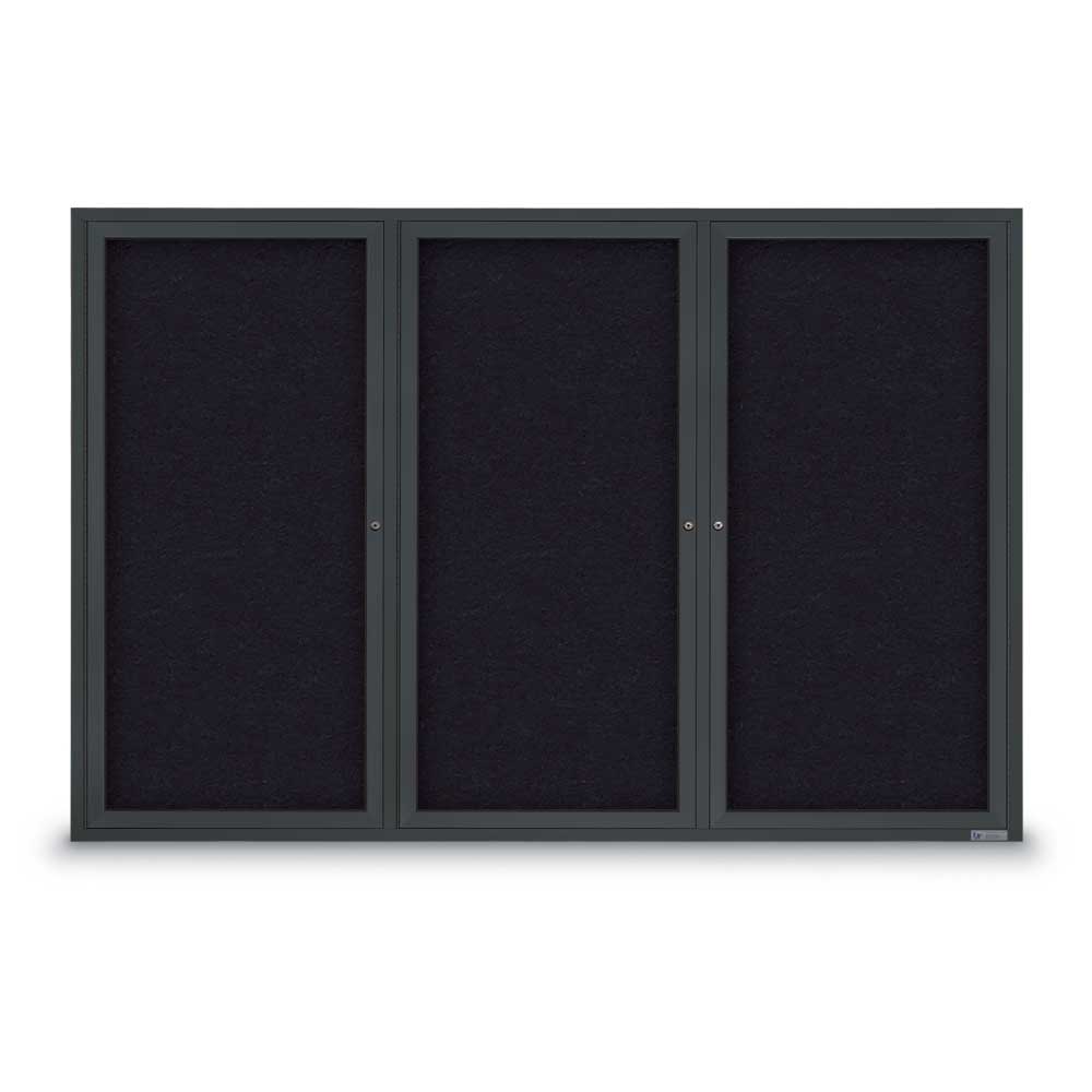 72 x 48 in. Triple Door Traditional Indoor Enclosed Corkboard with Black Rubber Backing Board & Black Anodized Aluminum Frame -  Altruismo, AL3083749
