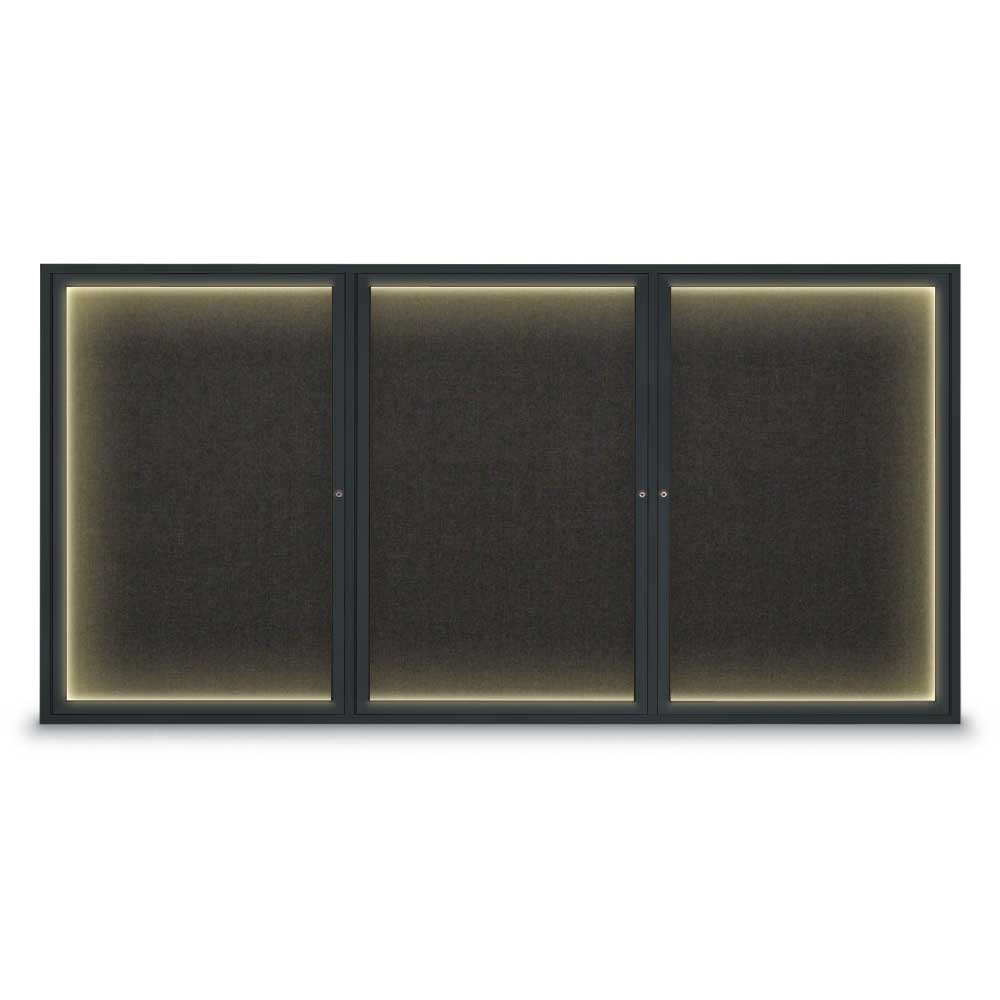 96 x 48 in. Triple Door Traditional Indoor with Illumination Enclosed Corkboard with Black Fabric Backing Board & Black Anodized Aluminum Frame -  Altruismo, AL3087623