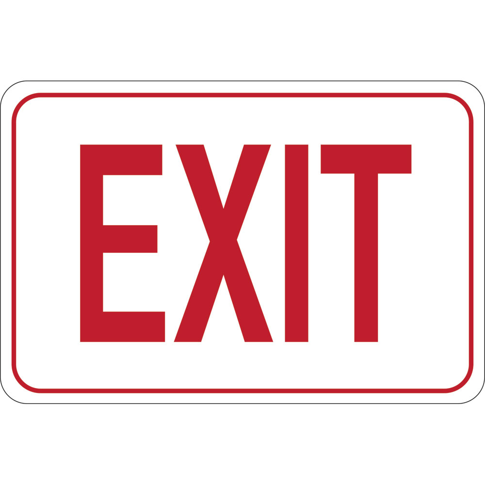 7 x 10 in. Exit Facility Sign, Red & White