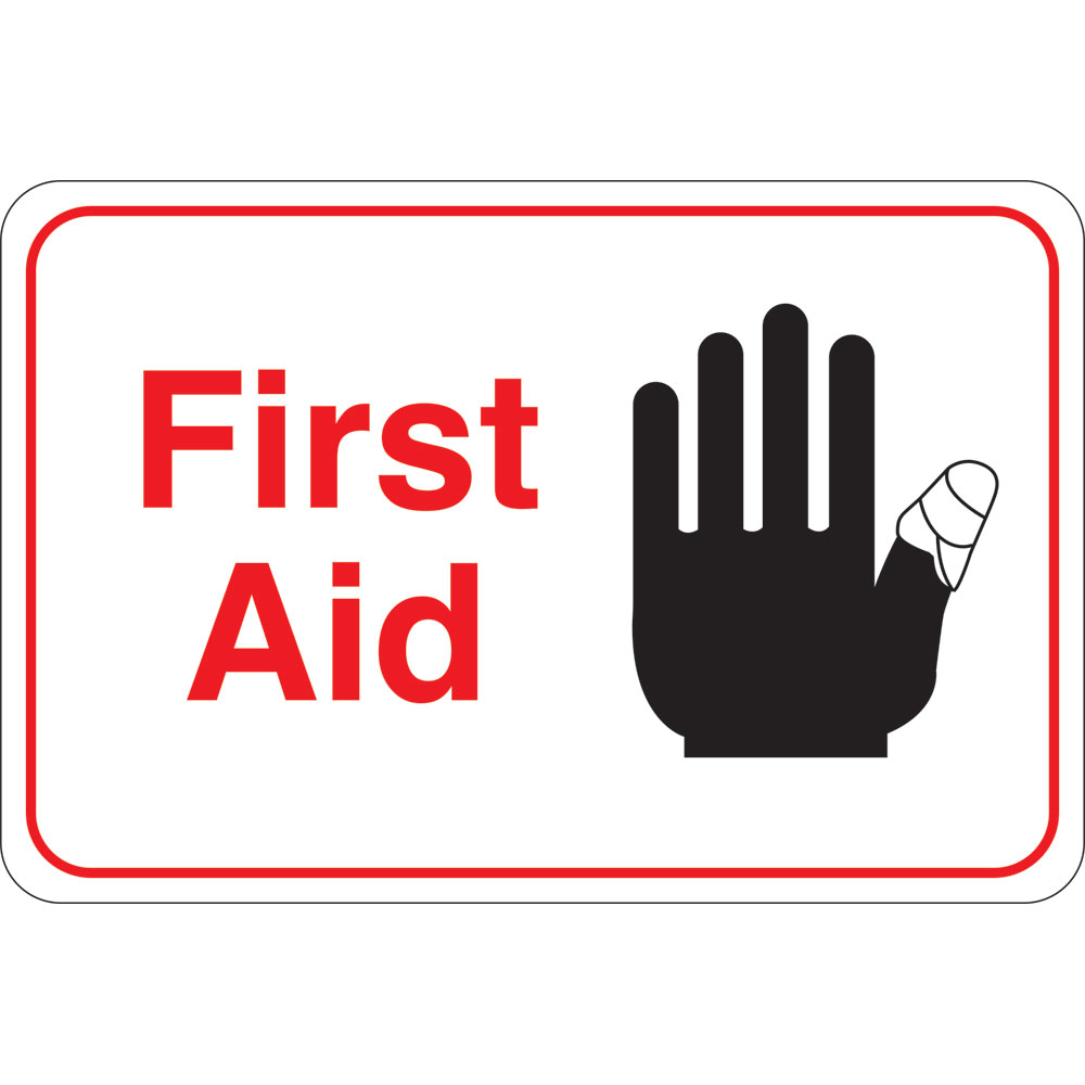 6 x 9 in. First Aid Facility Sign - Red, Black & White