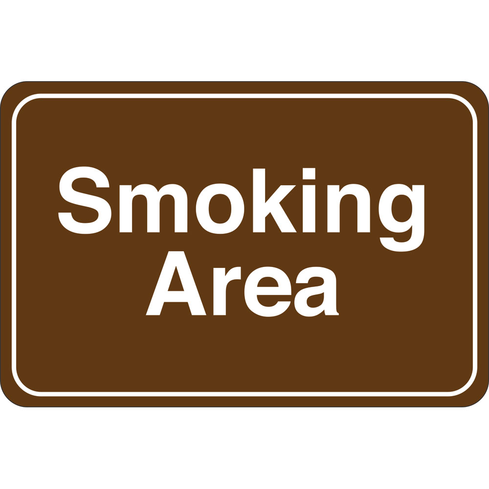 6 x 9 in. Smoking Area Facility Sign, Brown & White
