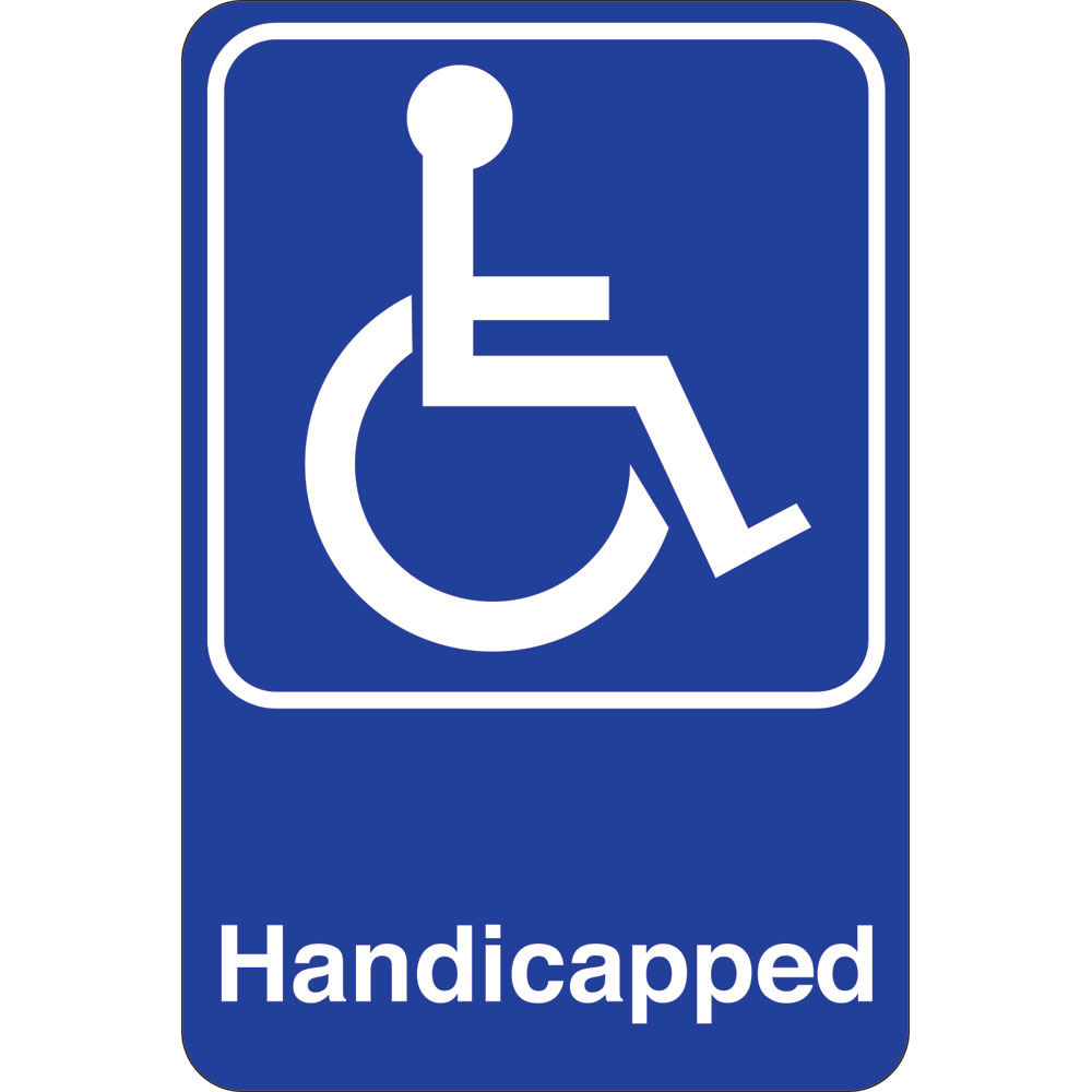 9 x 6 in. Handicapped Facility Sign, Blue & White
