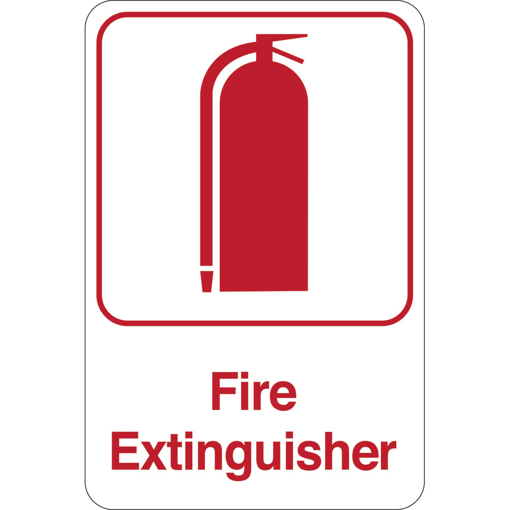 9 x 6 in. Fire Extinguisher Facility Sign, Red & White