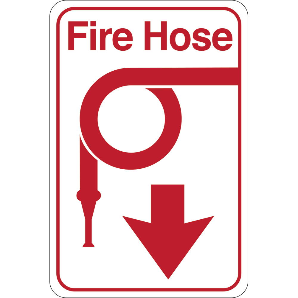 9 x 6 in. Fire Hose Facility Sign, Red & White