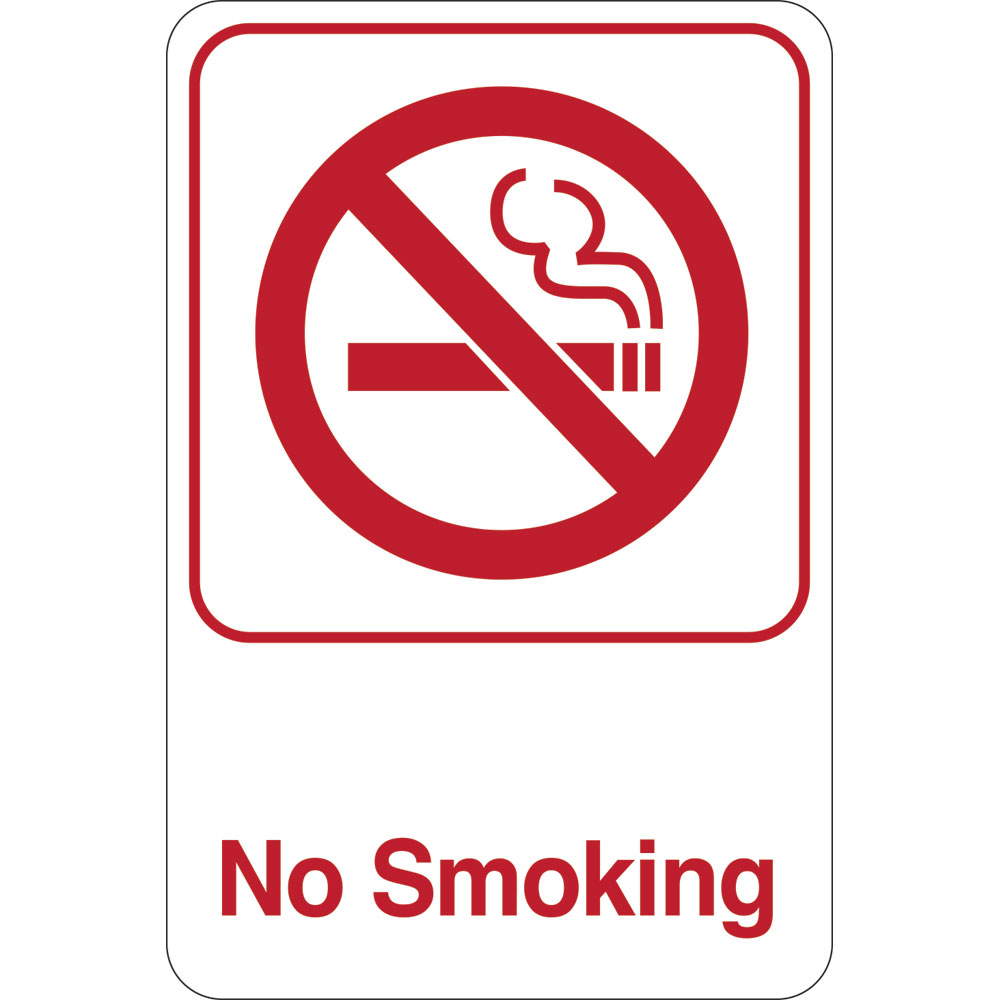 9 x 6 in. No Smoking Facility Sign, Red & White