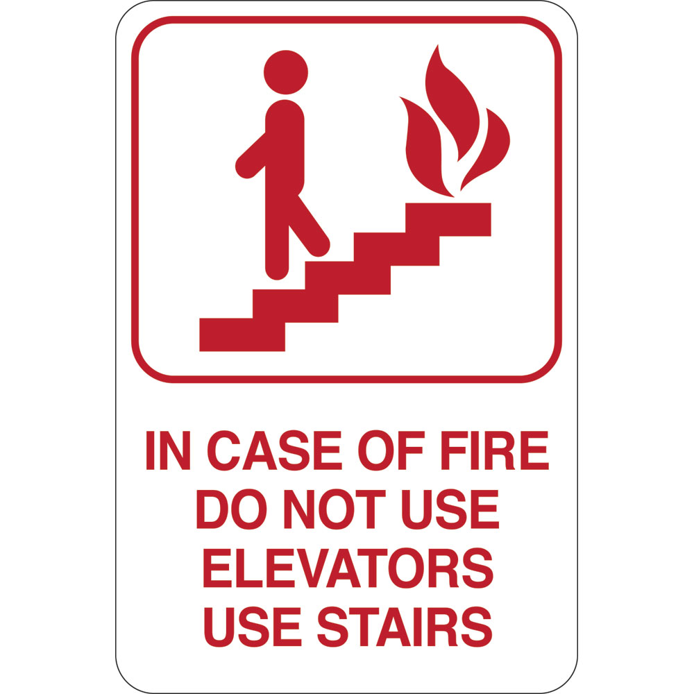 9 x 6 in. In Case of Fire-Stairs-Facility Sign