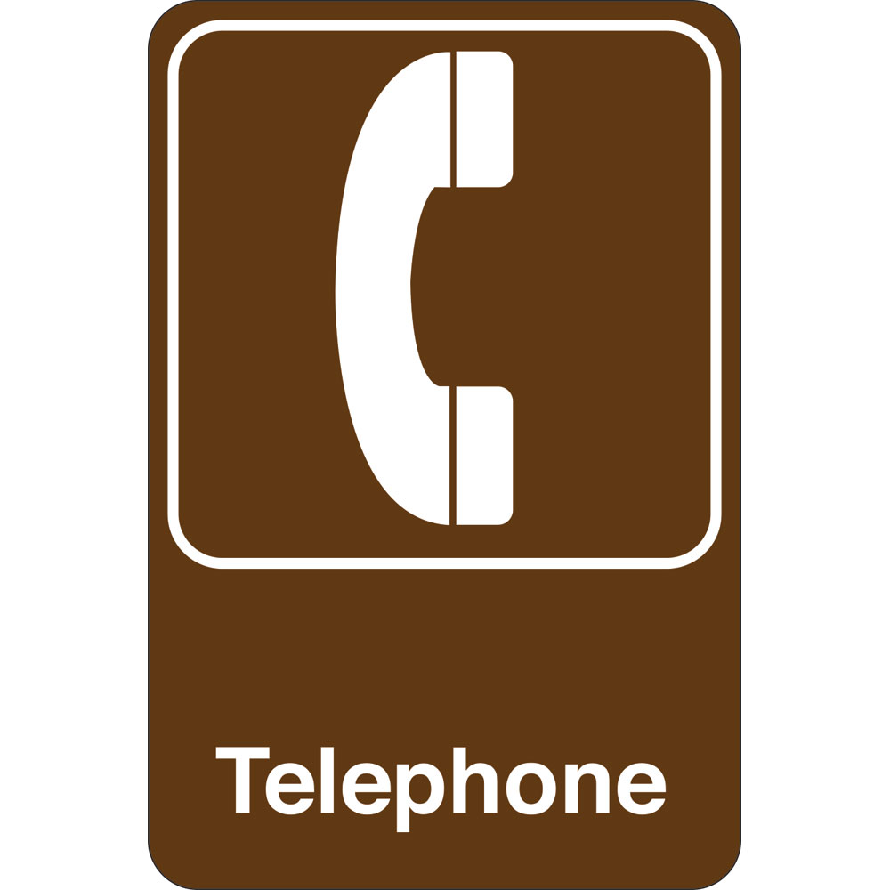 9 x 6 in. Telephone Facility Sign, Brown & White