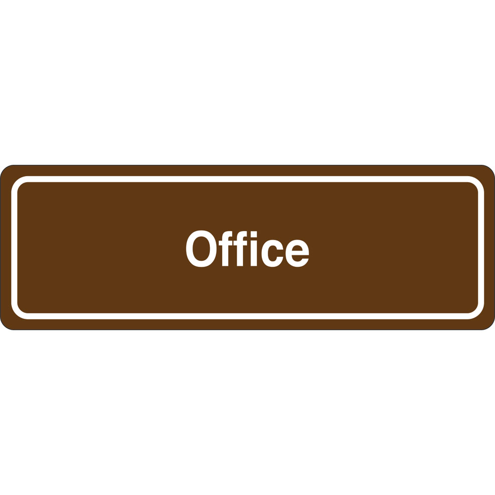3 x 9 in. Office Single Sided Wall Mount Facility Sign, Brown & White