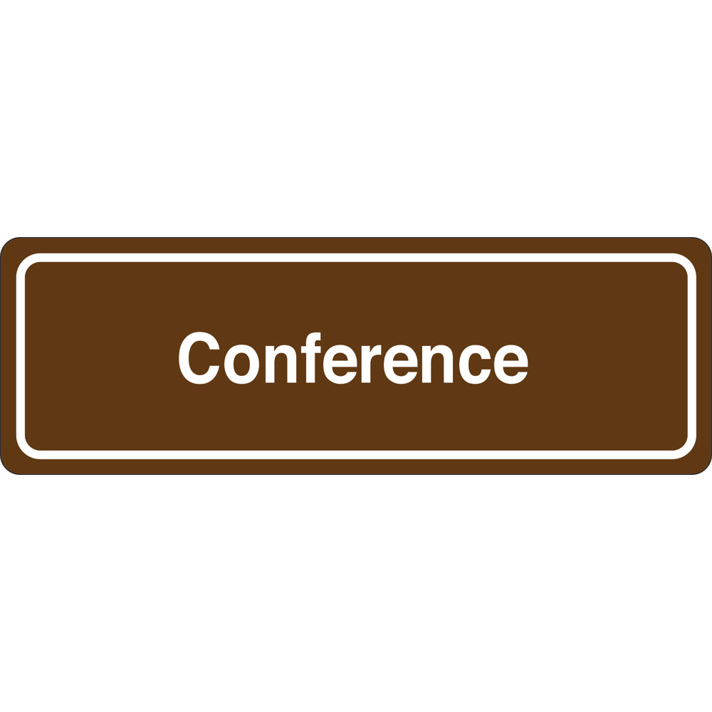 3 x 9 in. Conference Single Sided Wall Mount Facility Sign, Brown & White
