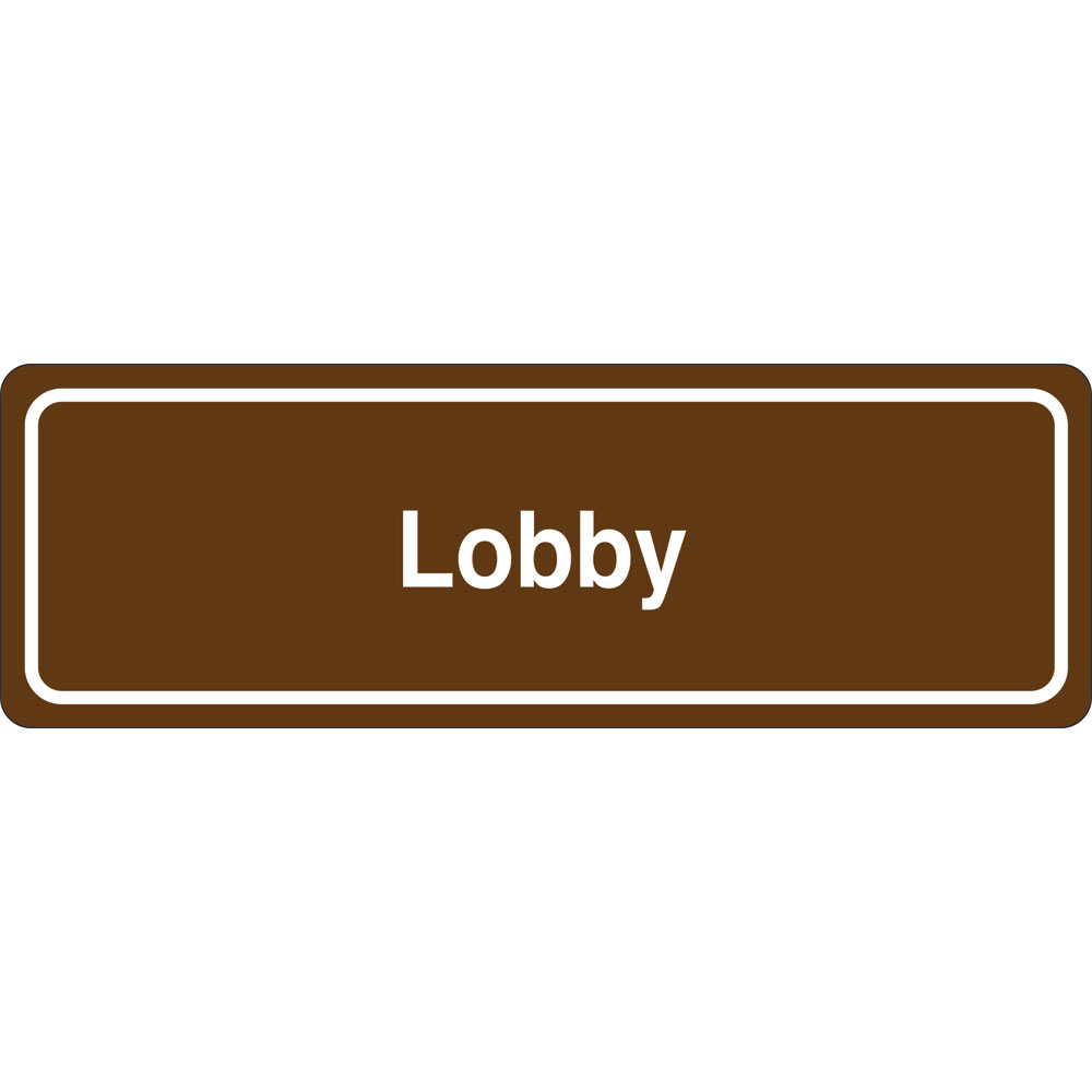 3 x 9 in. Lobby Single Sided Wall Mount Directional Sign, Brown & White