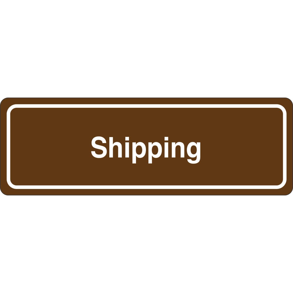 3 x 9 in. Shipping Single Sided Wall Mount Directional Sign, Brown & White