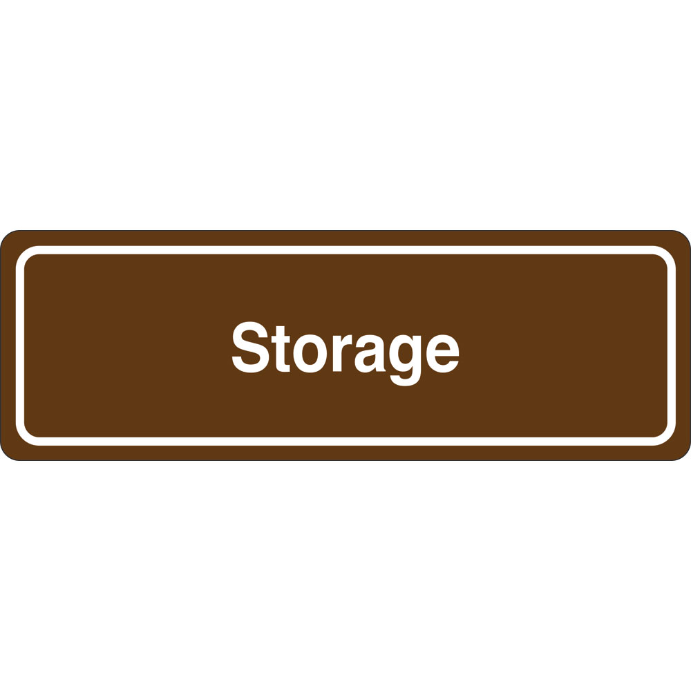 3 x 9 in. Storage Single Sided Wall Mount Facility Sign, Brown & White