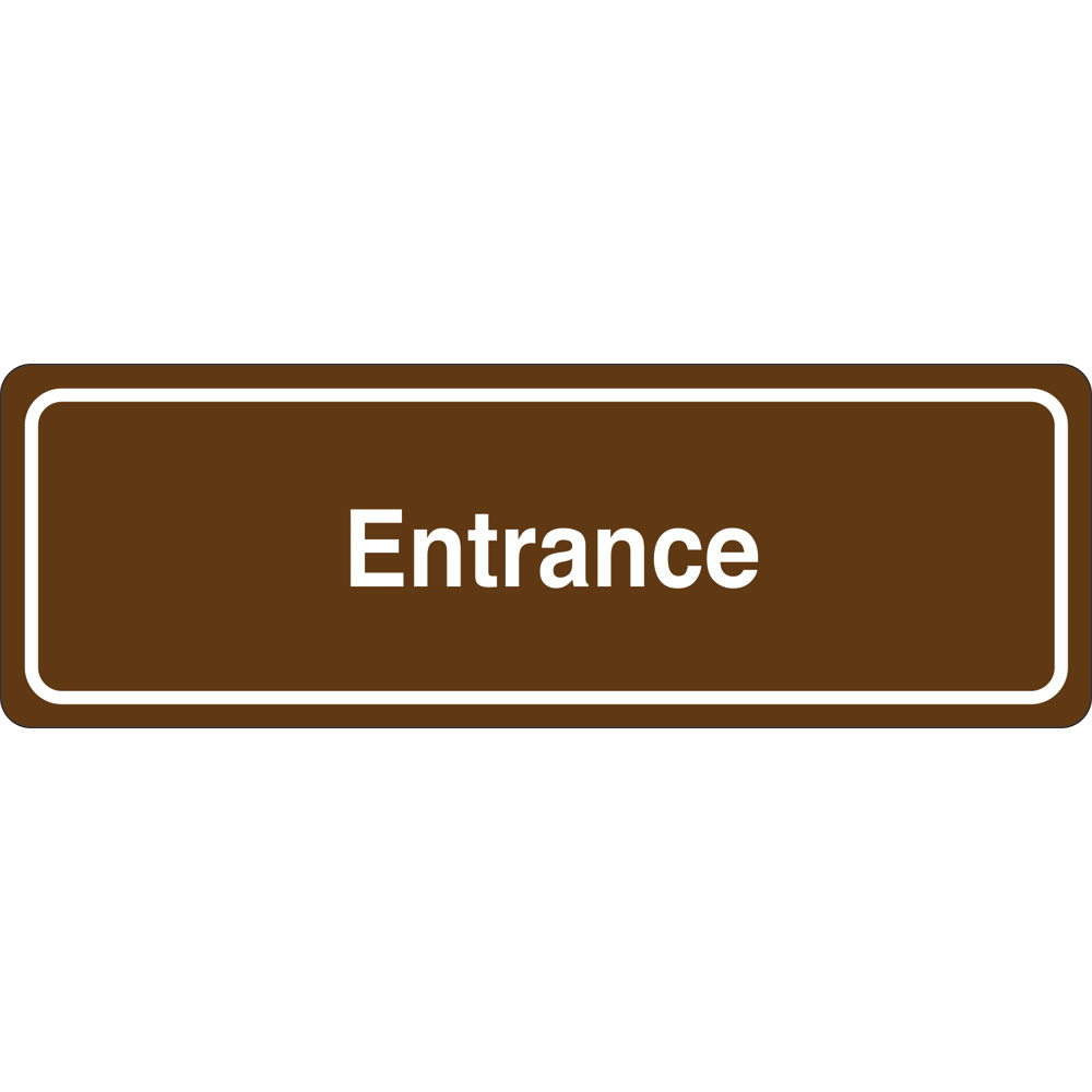 3 x 9 in. Entrance Single Sided Wall Mount Directional Sign, Brown & White
