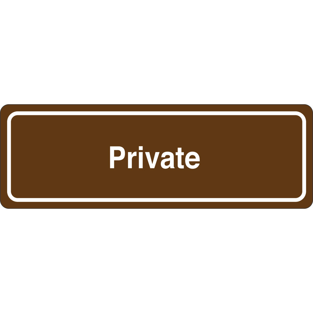 3 x 9 in. Private Single Sided Wall Mount Directional Sign, Brown & White