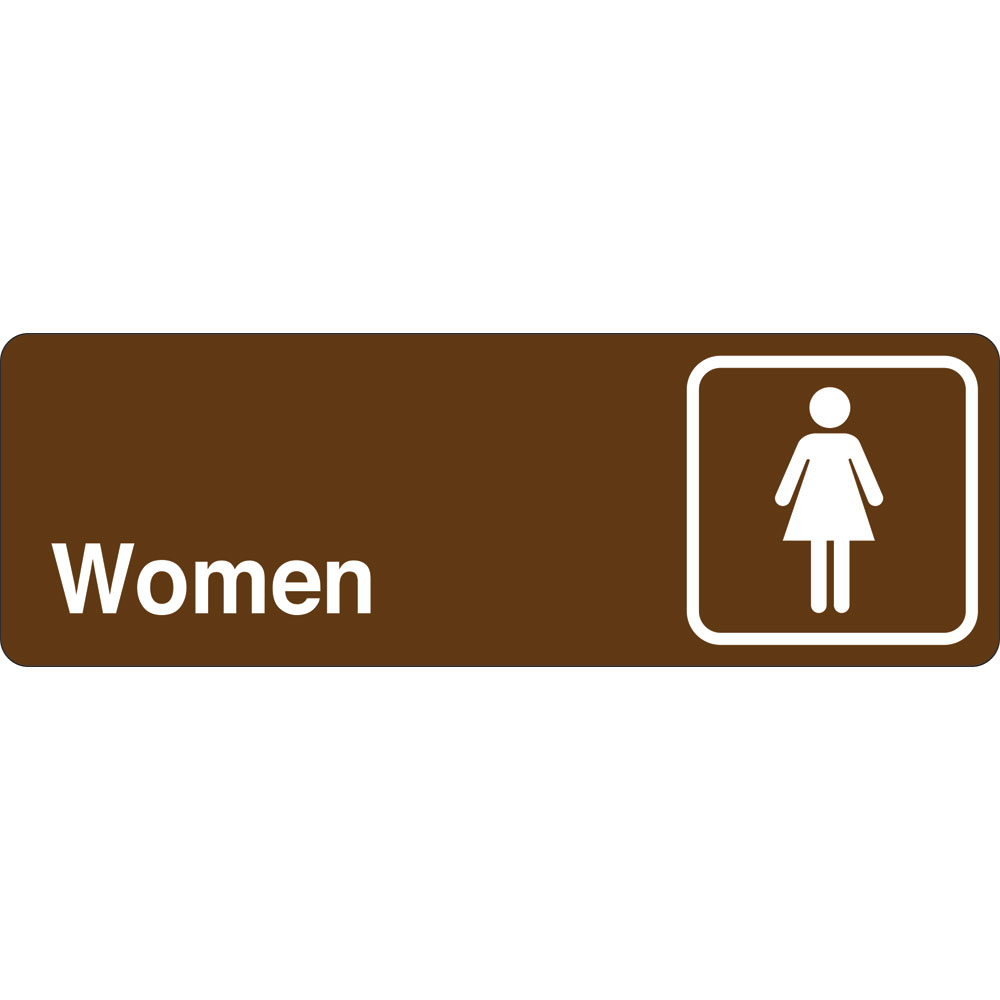 3 x 9 in. Women Single Sided Wall Mount Directional Sign, Brown & White
