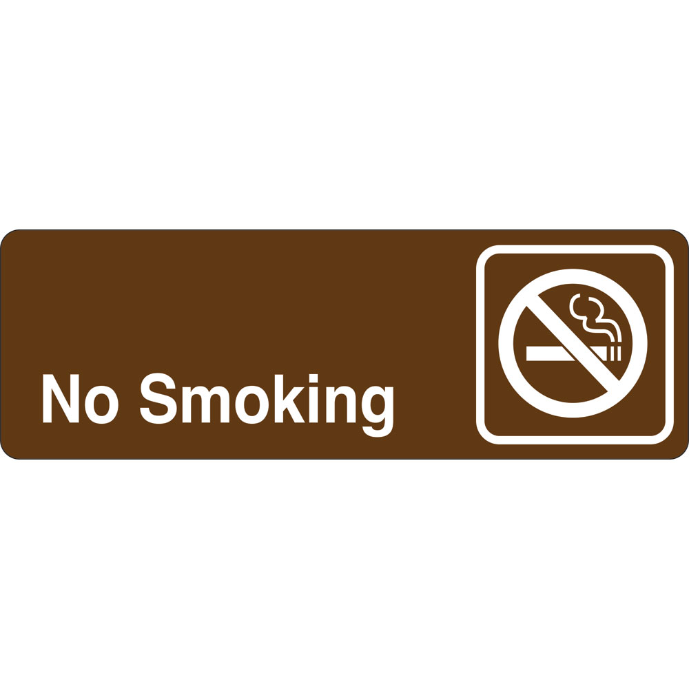 3 x 9 in. No Smoking Single Sided Wall Mount Directional Sign, Brown & White