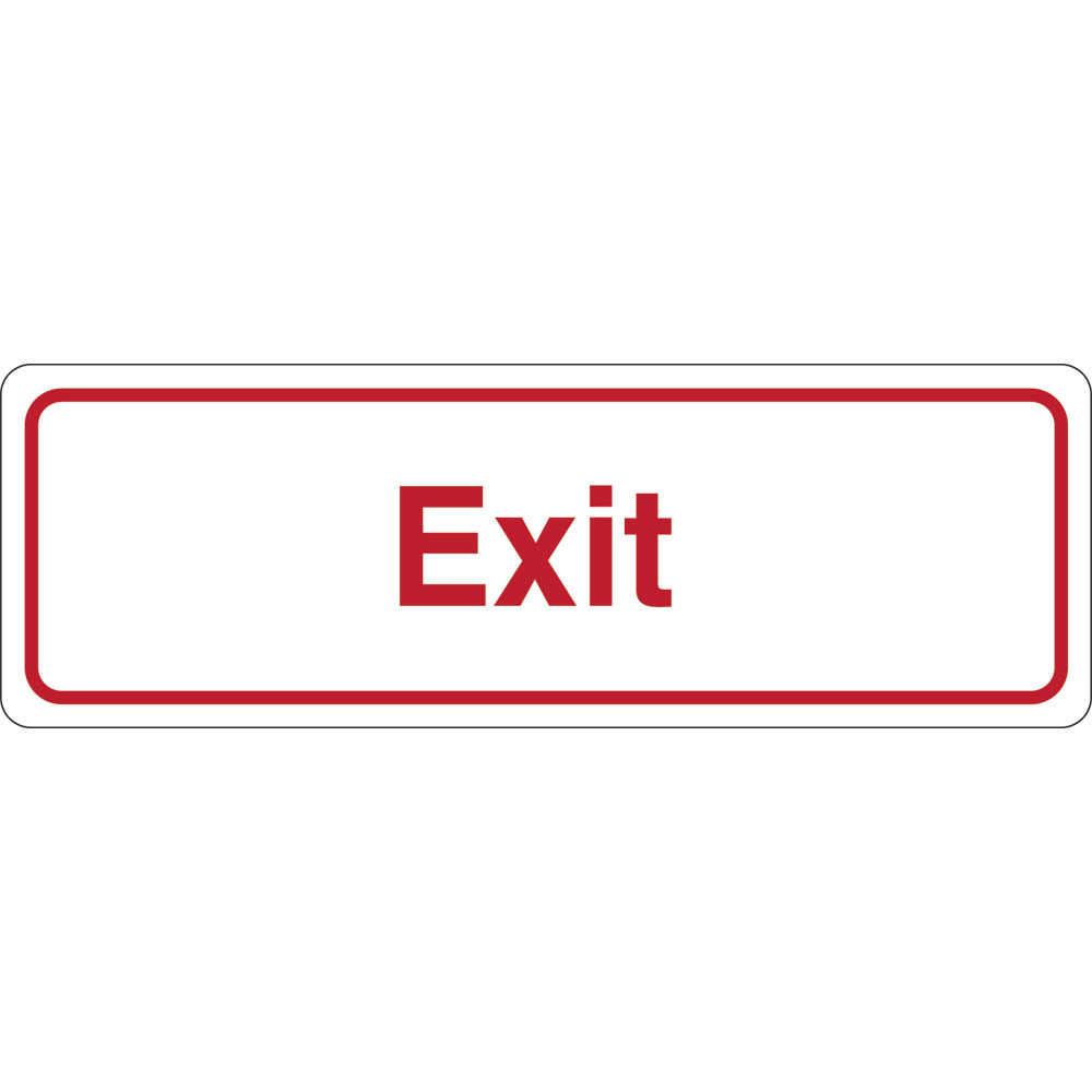 3 x 9 in. Exit Single Sided Wall Mount Directional Sign, White & Red