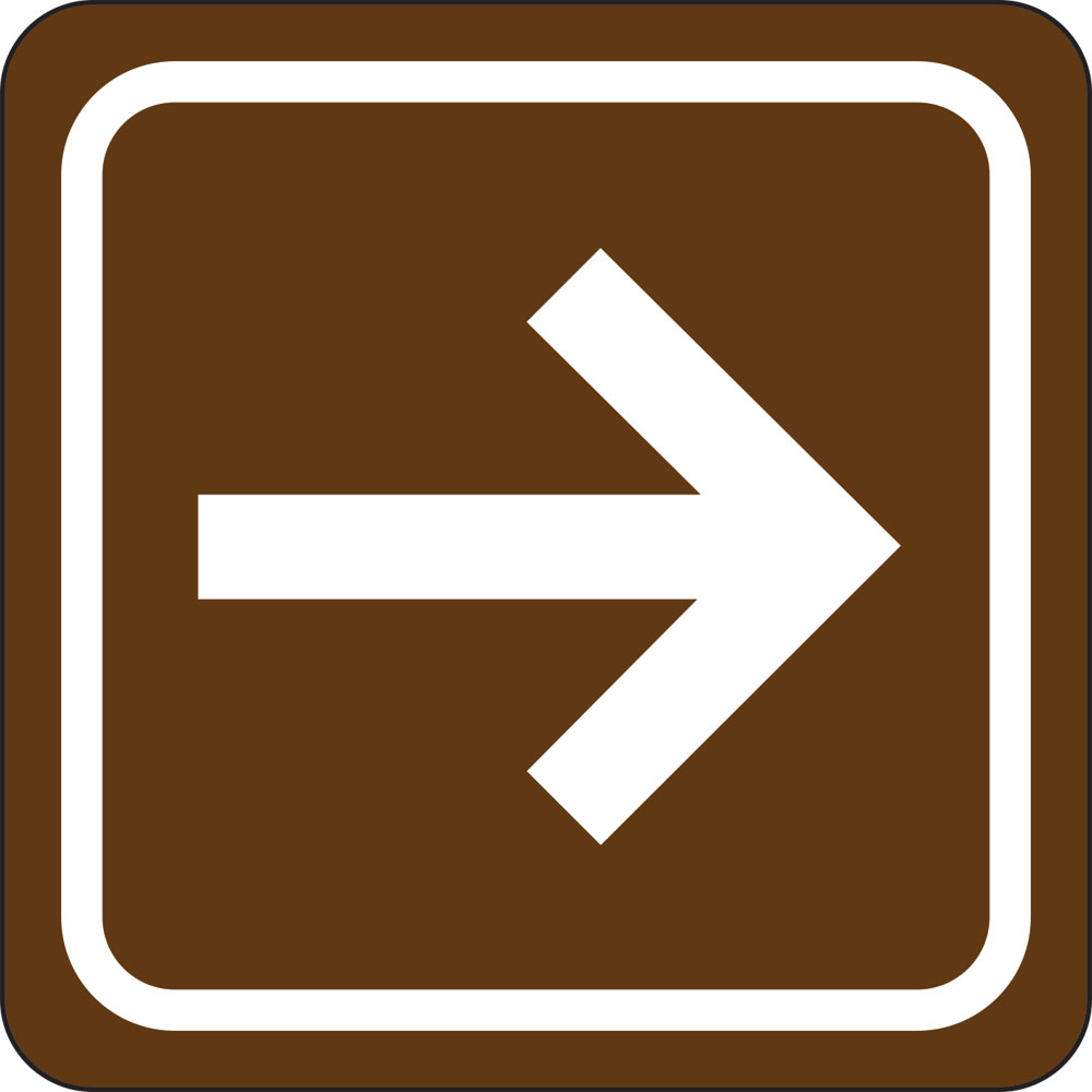 3 x 3 in. Arrow Graphic Single Sided Wall Mount Directional Sign, Brown & White