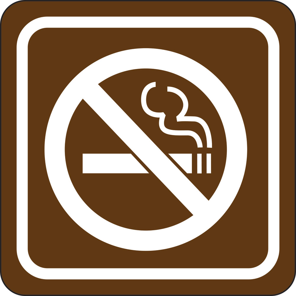 3 x 3 in. No Smoking Single Sided Wall Mount Directional Sign, Brown & White