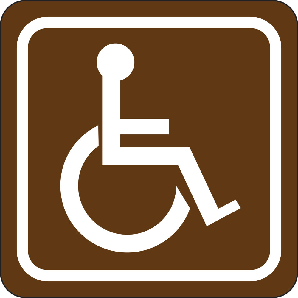 3 x 3 in. Wheelchair Single Sided Wall Mount Directional Sign, Brown & White