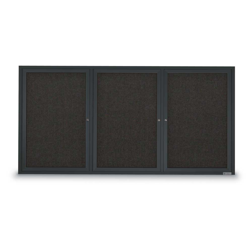 72 x 36 in. Triple Door Traditional Indoor Enclosed Corkboard with Black Fabric Backing Board & Black Anodized Aluminum Frame -  Altruismo, AL3095764