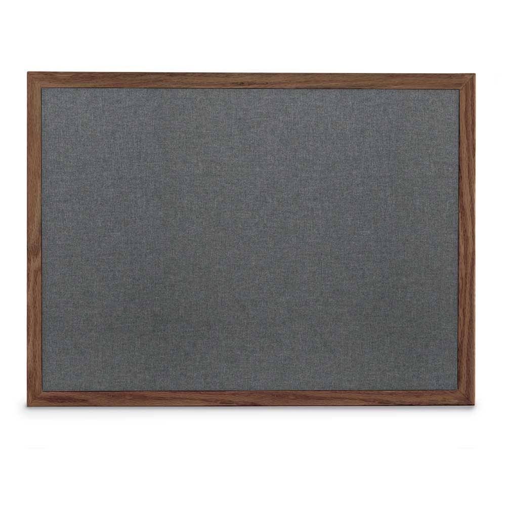 Medium Grey fabric corkboard with walnut wood frame 24' x 18'