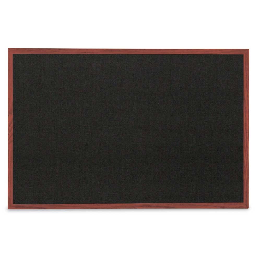 UV6020AK-CHERRY-BLACK Black fabric corkboard with cherry wood frame 36' x 24'