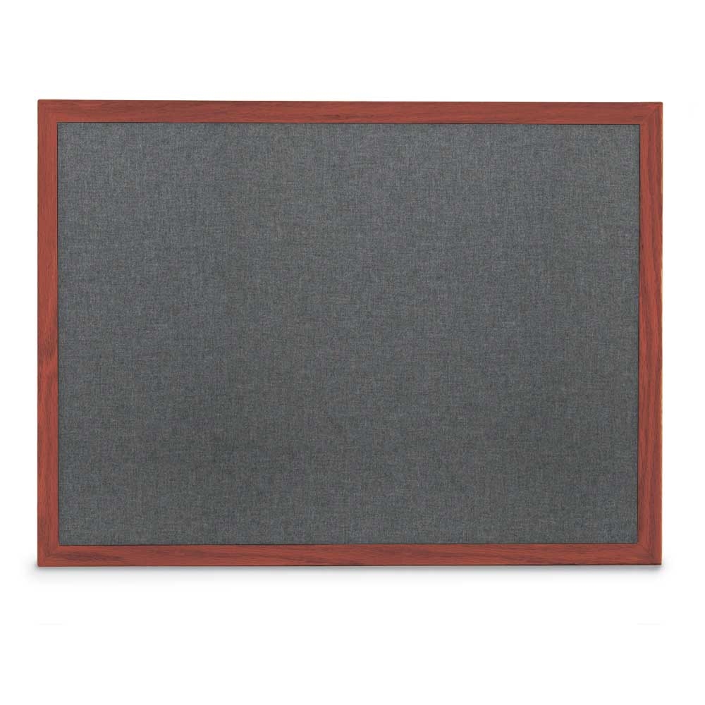 Medium Grey fabric corkboard with cherry wood frame 24' x 18'