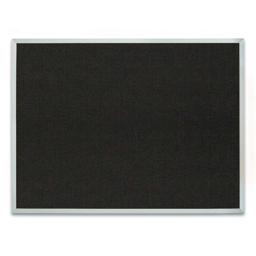Satin aluminum framed corkboard with Black fabric 24' x 18'
