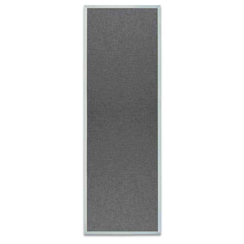 Satin aluminum framed corkboard with Medium Grey fabric 12' x 36'