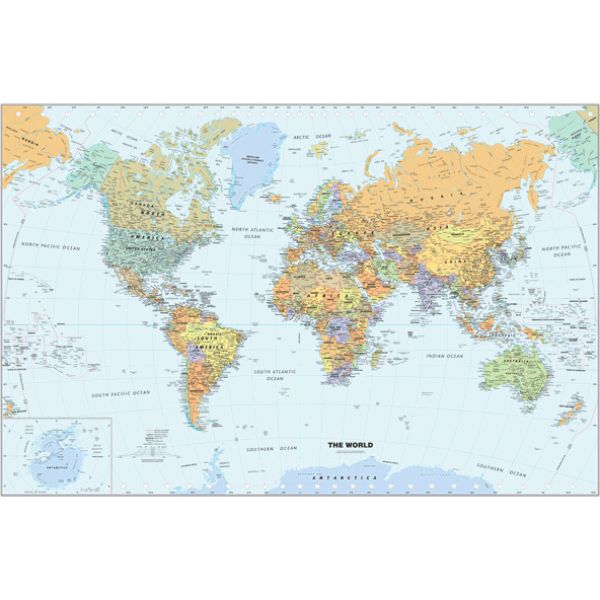 Picture of GeoNova gn-classic-world-roller Classroom Pull Down Classic World Wall Map