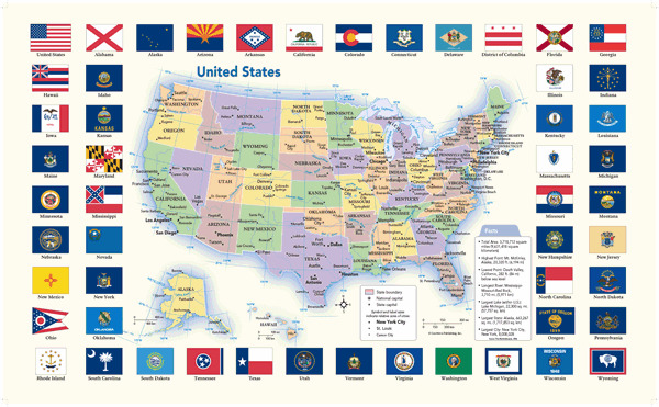 Picture of GeoNova gn-us-flags-roller Classroom Pull Down US Flags Wall Map