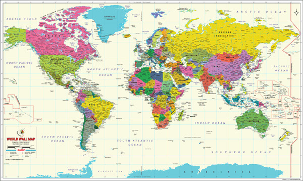 Picture of Maps of World mow-world-vivid-roller Classroom Pull Down World Vivid Wall Map