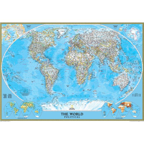 Picture of NatGeo ng-political-world-roller Classroom Pull Down Political World Wall Map