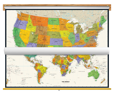 Picture of Geonova gn-contemporary-usa-world-bundle Contemporary US & World Map - Classroom Pull Down - 2 Map Bundle